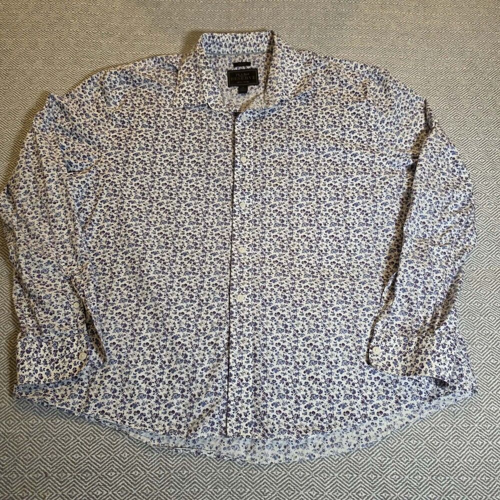 Jos. A. Bank Reserve Slim Fit Floral Button-Up Shirt Men’s 2XL 2X Purple Blue